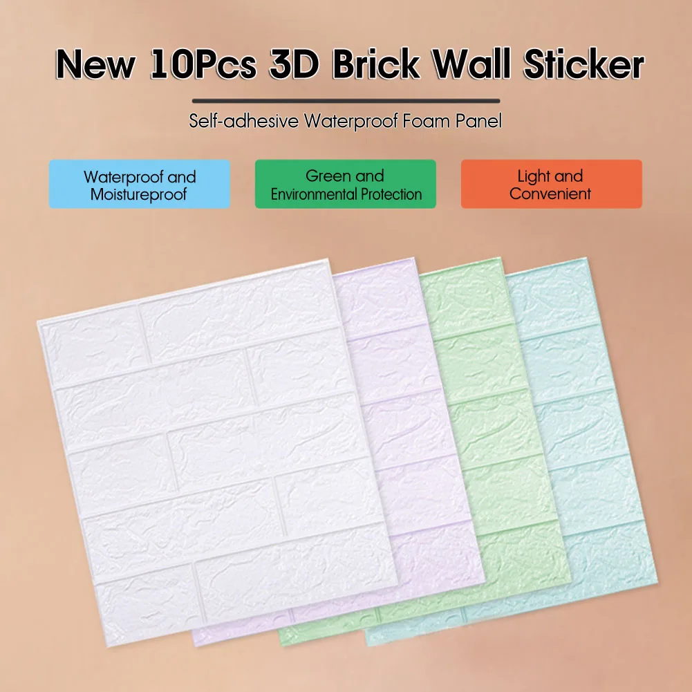 10pcs Brick Foam Panels 3d Wall Stickers Self-adhesive Diy Embossed Stone Wallpaper Home Decor Living Room Kitchen Decoration | Дом и сад