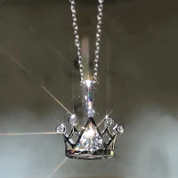 huitan classic design crown pendant necklace for women elegant party accessories fancy girl necklace gift timeless style jewelry