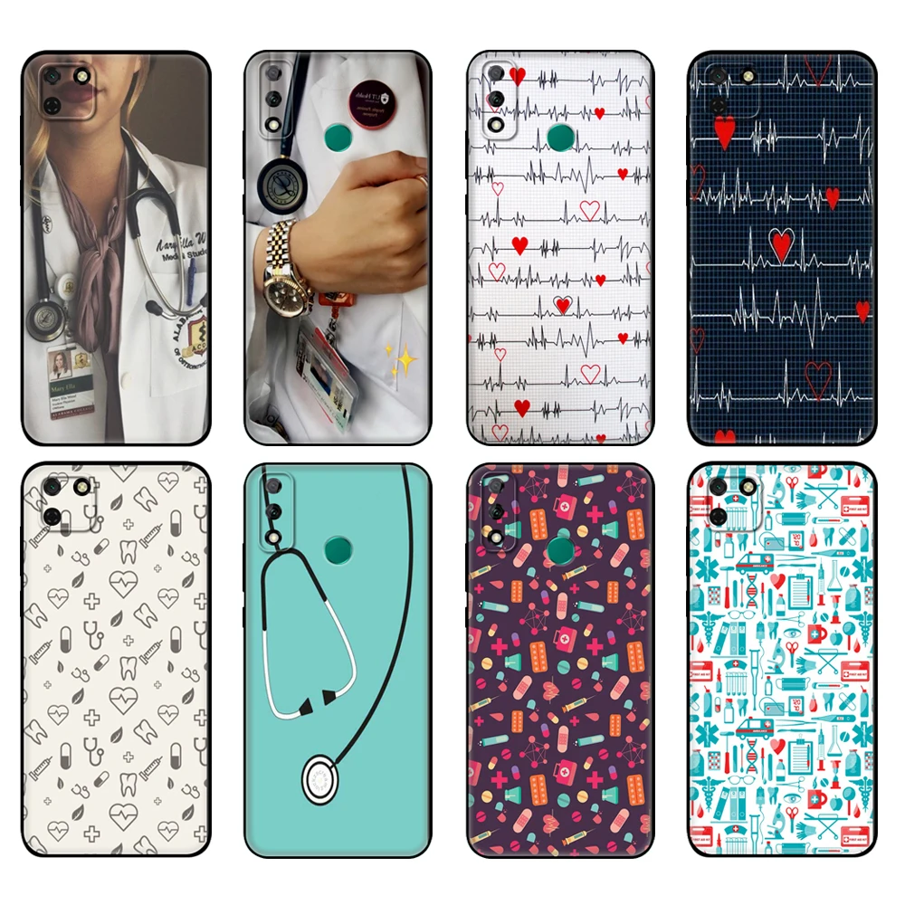 Черный чехол из ТПУ для Huawei Y9S Y6S Y8S Y5P Y7P Y8P Y5 lite Prime 2018 Y6 2019 медсестры медицины