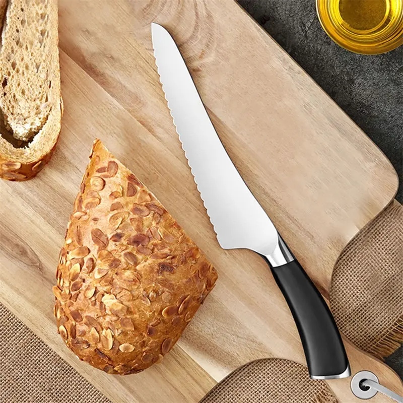 

Нож для хлеба из нержавеющей стали, резак для торта, сыра, пиццы, зубчатое лезвие, нож для мяса фруктовый, овощной слайсер, кухонные ножи