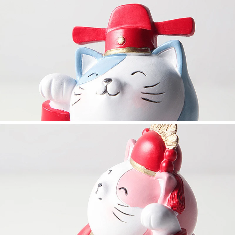 

Lucky Cat Resin Doll Ornament Shop Opening Wedding Gift Home Decoration Accessories Livingroom Bedroom Desktop Decor Figurine