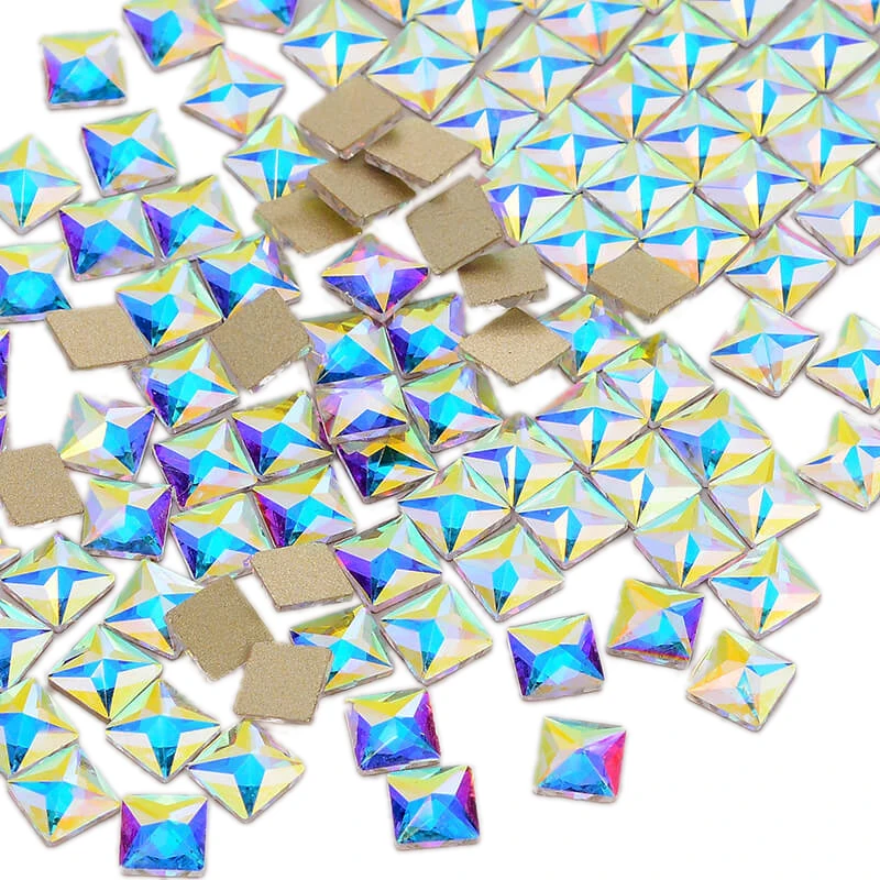 Square-6x6mm 30pcs Golden Back AB Color Flatbacks No-Hotfix Rhinestones CRYSTAL Nail Art Crystal Flat Back Rhinestones For Nails - Цвет: Square-6x6mm