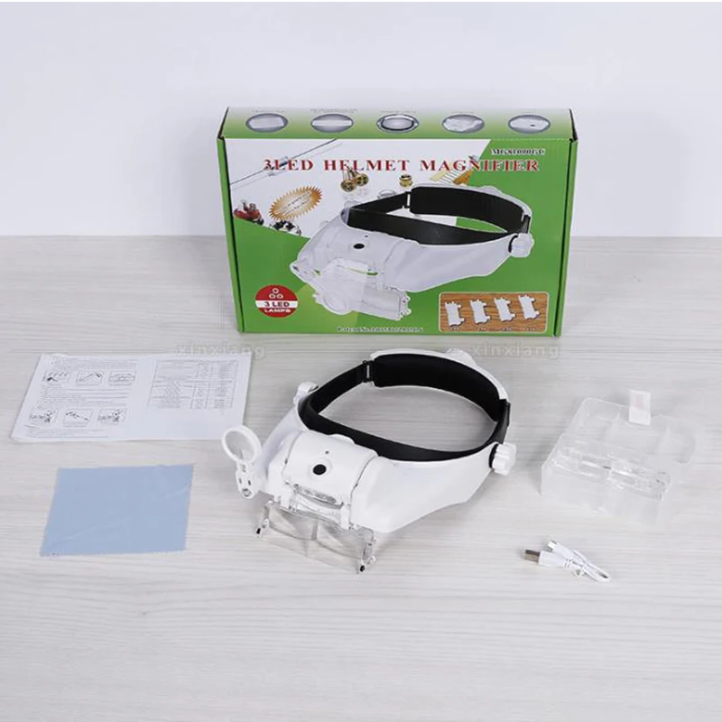 

1.5/ 2/ 2.5/ 3/ 5.5/ 8X Rechargeable Glasses Magnifier Glass 6 Lens Loupe Eyewear Led Lights Lamp Headband surgery Magnifying
