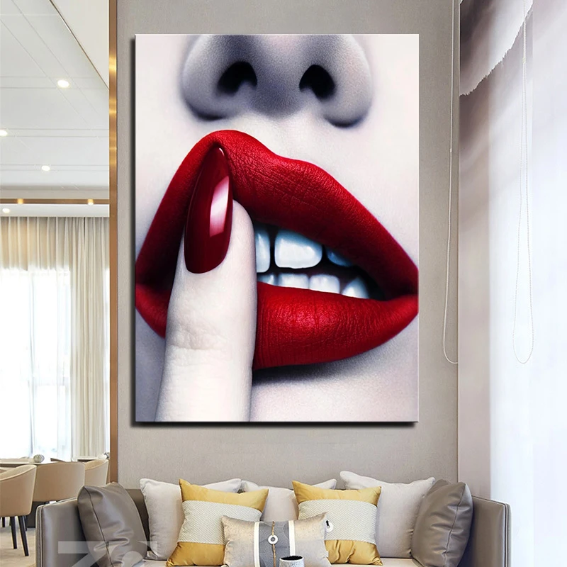 

Modern Canvas Art Wall Decor Sexy Red Lips Posters Prints Canvas Painting Wall Art Pictures Living Room Decoration Paintings