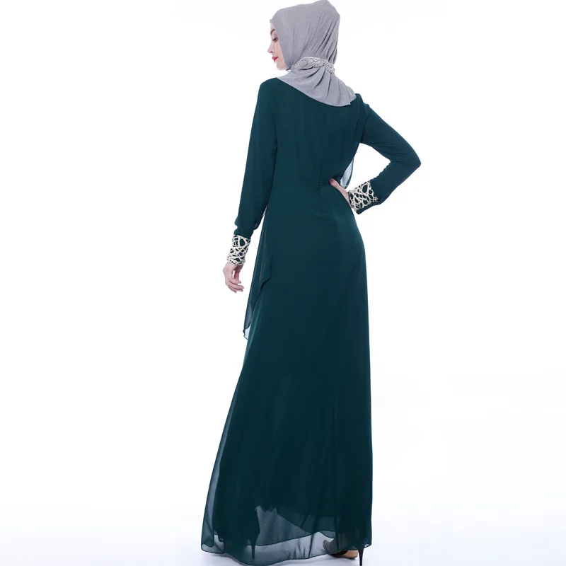 

NEW High-end Turkey Muslim Abaya Dress Women Lace Splice Elegant Hijab Dress Musulman Kimono Caftan Dubai Arab Islamic Clothing