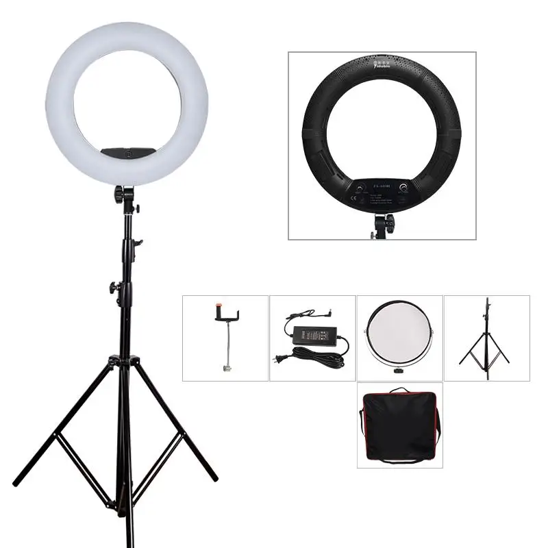 

Yidoblo Black FS-480II 5500K Dimmable Camera Photo/Studio/Phone/Video 18"48W 480 LED Ring Light LED Lamp+200cm tripod +Bag Kit
