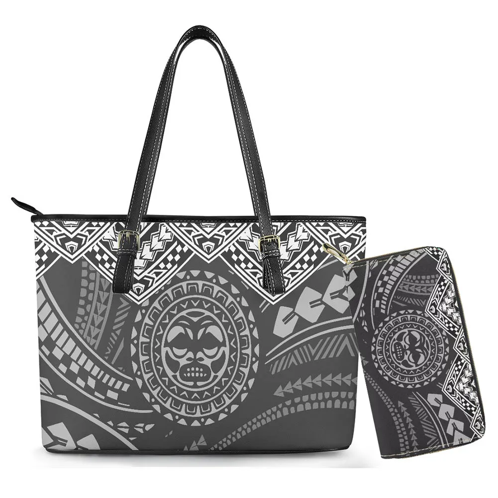 

Cumagical новые полинезийские Tonga племенные дизайнерские сумки и сумки с принтом 2 шт. Повседневная Большая кожаная сумка для женщин большая вместимость