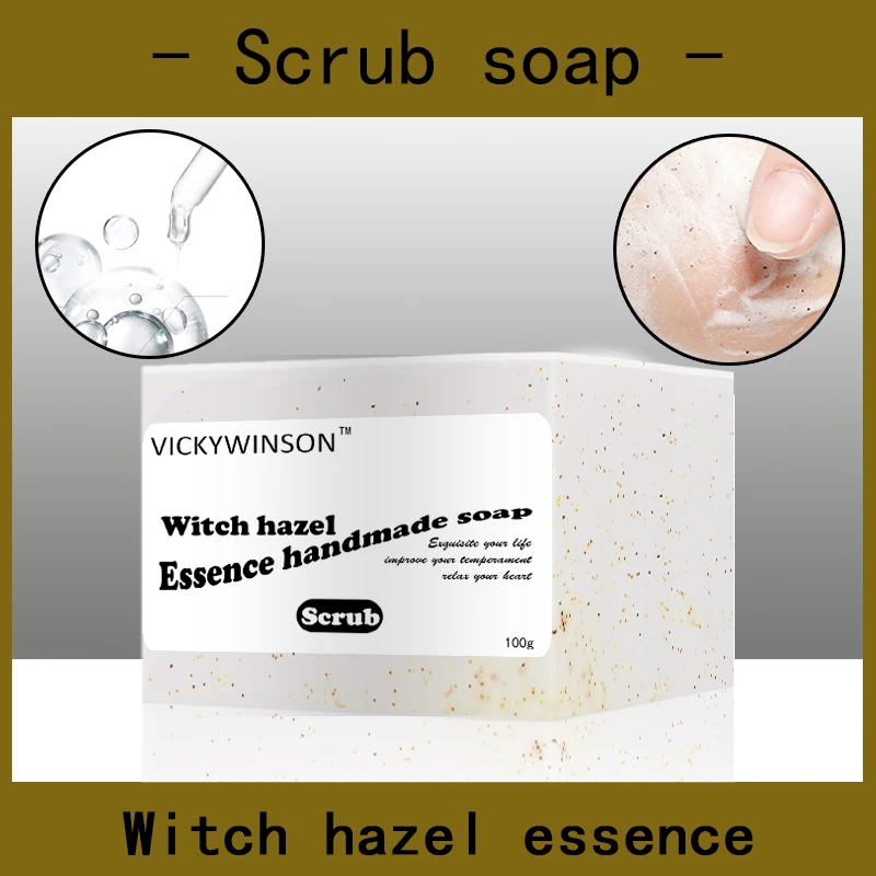 

Witch hazel essence scrub soap handmade Soap 100g Amino acid soaps Blackhead Remover Acne Skin Firming Moisturizing Skin Care