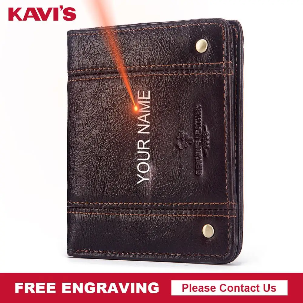 Кошелек мужской из 100% натуральной кожи с бесплатной гравировкой и отделением для