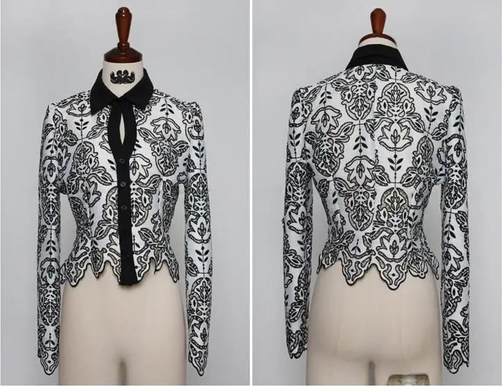 

High-end Boutique Embroidery Lace Two piece set Women Elegant Lady Sexy Hollow Patchwork Shirt and Bodycon Skirt Sets Feminine