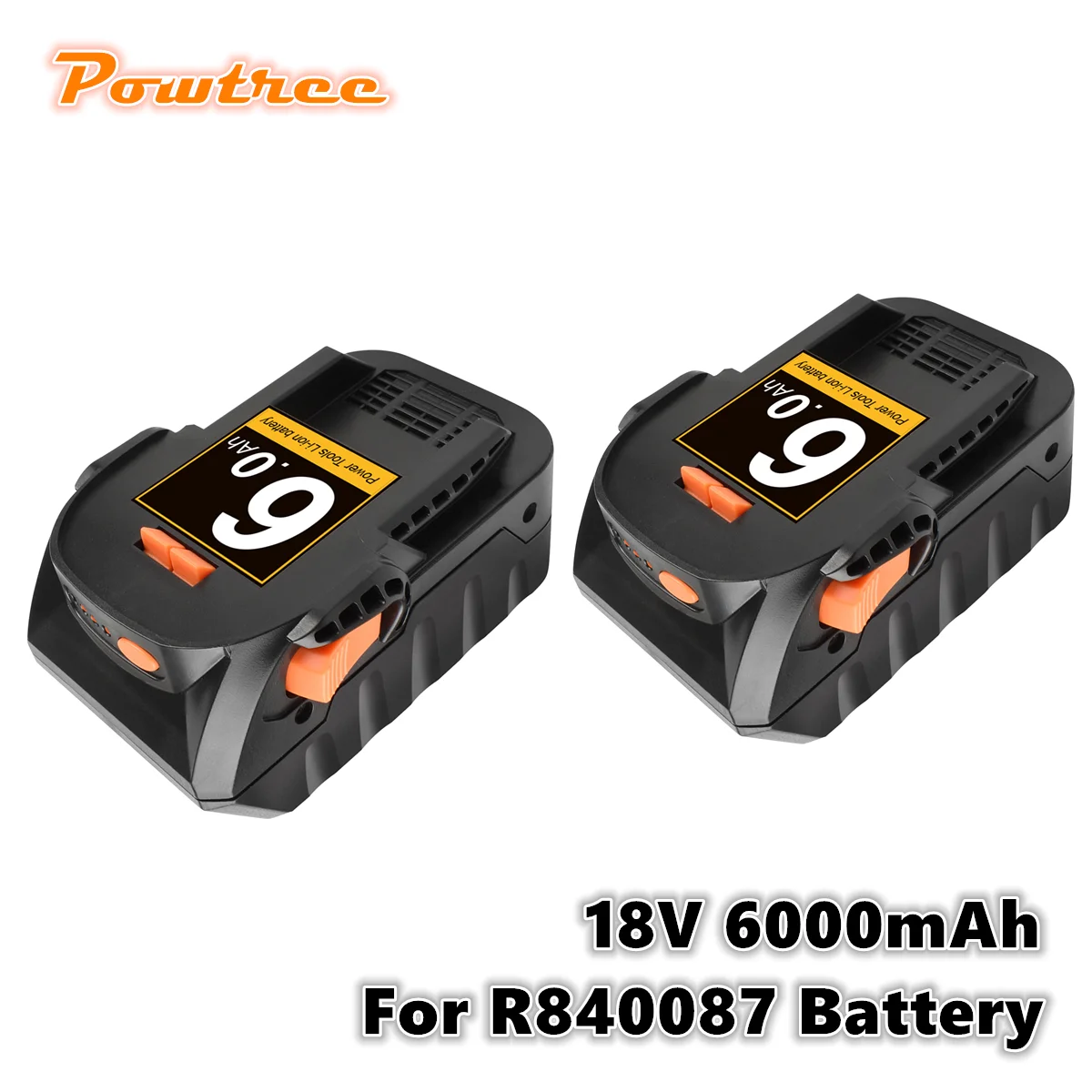 Powtree 6.0Ah 18V 6000mAh R840087 For Ridgid Battery R840083 R840086 R840084 AC840085 Cell9102 Replacement Ridgid Battery