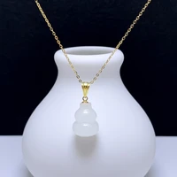shilovem 18k yellow gold natural white jasper pendants christmas gift fine jewelry plant wedding no necklace yzz11156621hby