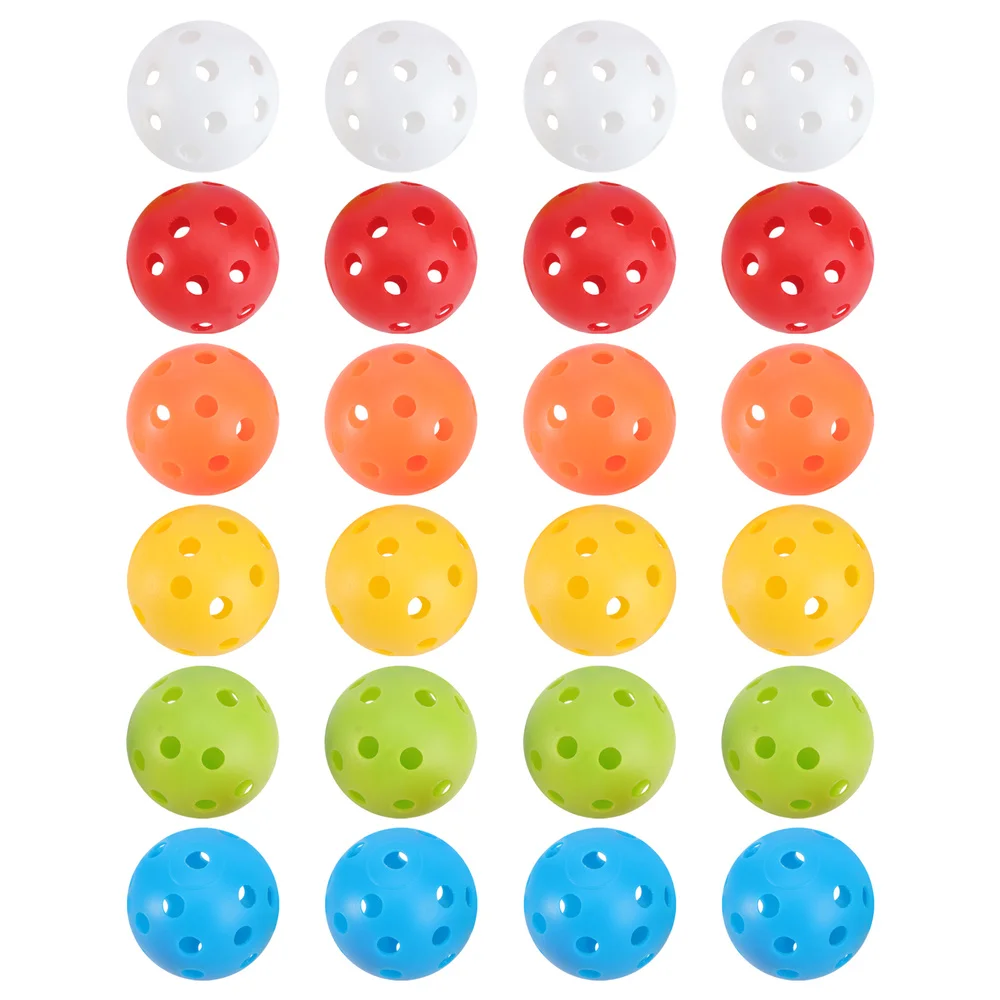 

24pcs Perforated Play Balls Hollow Practice Training Sports Balls (Mixed Colors)