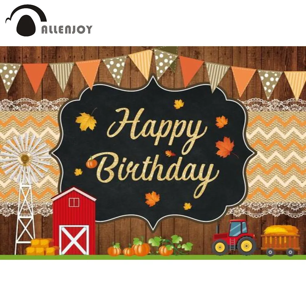 

Allenjoy осенние вечерние фоны на день рождения с деревенской фермой, ветряная мельница, кленовые листья, тыква, украшение на Хэллоуин, индивиду...