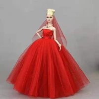 11 5 classic red wedding dress for barbie doll clothes party gown outfits 16 bjd accessories for barbie clothes vestidoes toys