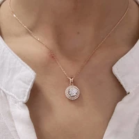 caoshi bright round cut cubic zirconia pendant necklace for women simple design luxury wedding neck jewelry daily collocation