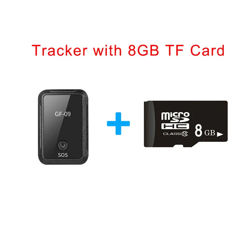 With 8GB TF Card GF-09 мини Localizador gps трекер локатор поисковый брелок анти потеря аудио рекордер носимые устройства слежения для домашних животных детей - Цвет: With 8GB TF Card