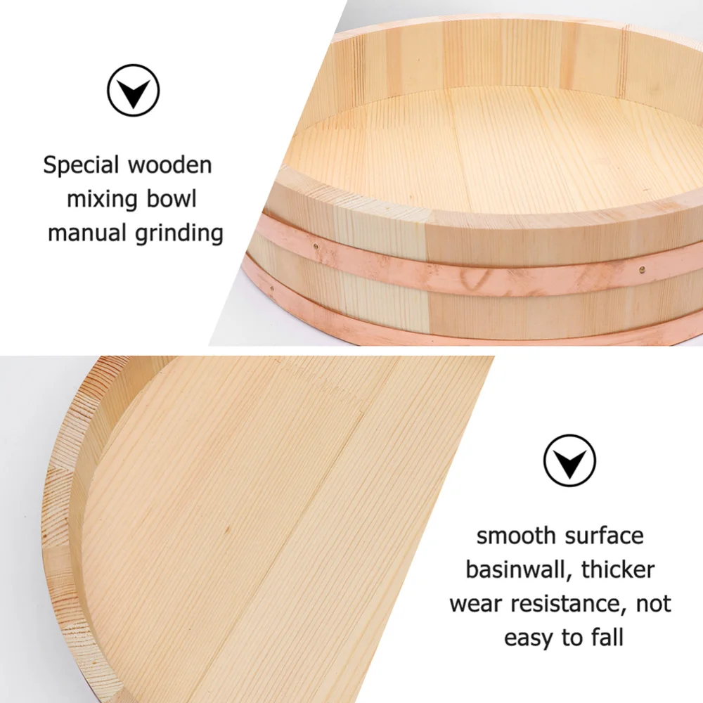 

1Pc Wood Bibimbap Bowl Sushi Rice Mixing Tub Sushi Rice Bowl (Assorted Color)