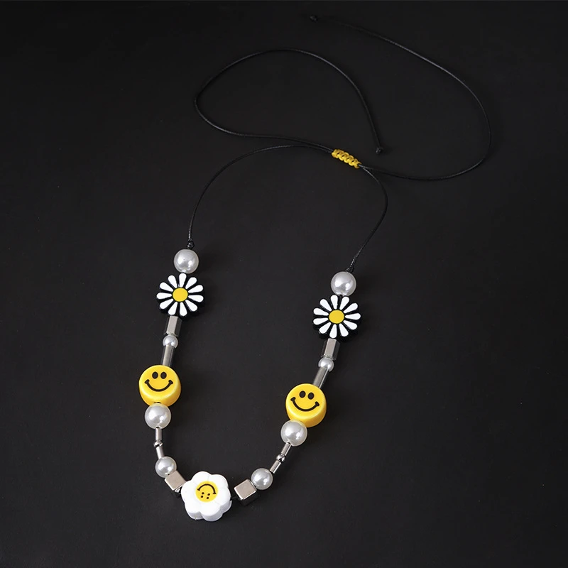 

Luokey New Fashion Men Hip Hop Necklace Korea Japan Street Style Daisy Pearl Necklace For Women Statement Punk Jewelry Wholesale