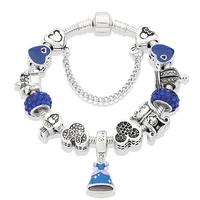 disney new concise series mickey minnie bracelet royal blue dripping oil little princess dress pendant for women xmas gifts fts