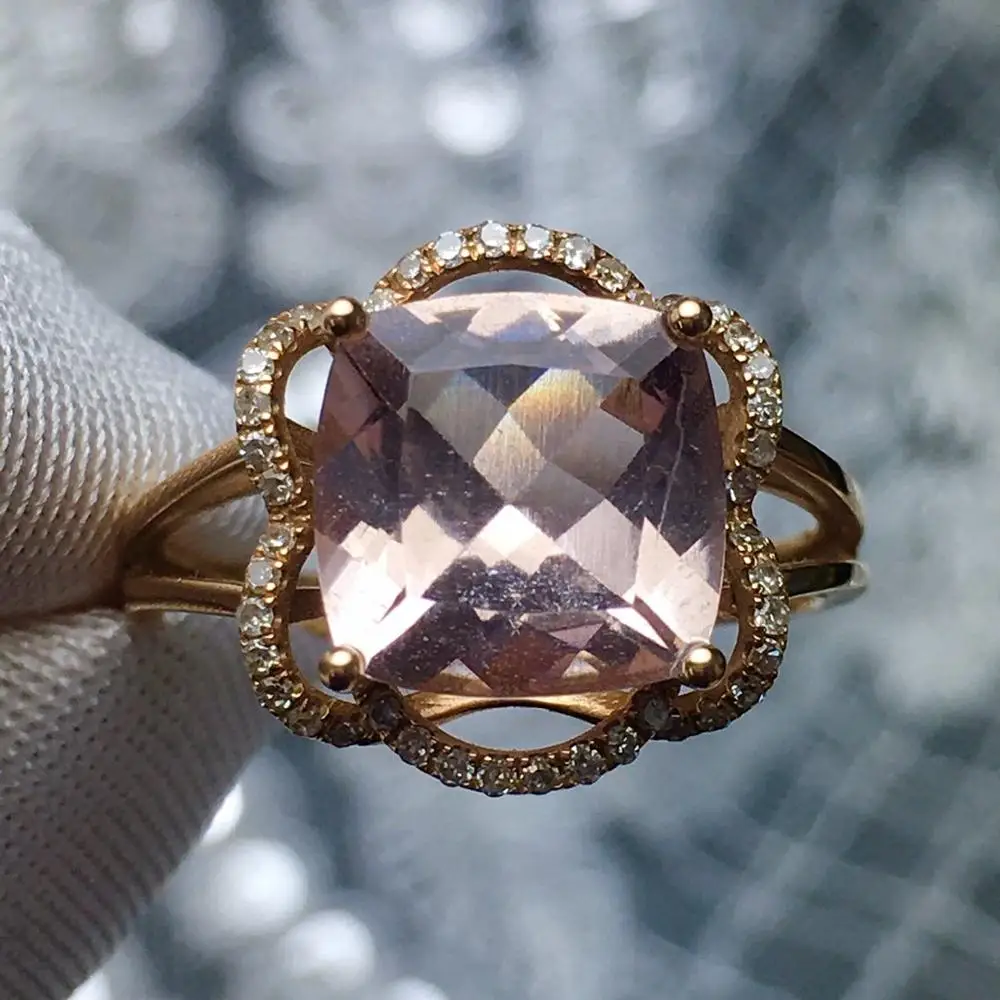 Женское кольцо с бериллом гелиодором морганитом A414 ювелирные украшения из