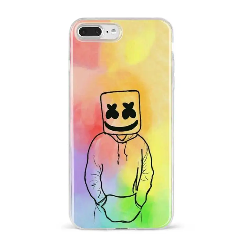 

DJ Marshmello Phone Case For Iphone 12 11 7 8 Pro Mini XS Max Xr X PLUS Transparent Coque Fundas Cover
