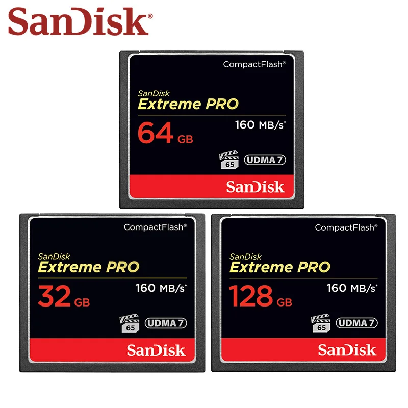 

100% Original SanDisk Extreme PRO Memory Card 32GB 64GB 128GB Compact Flash Card UDMA 7 High Speed 160MB/s CF Card For HD Camera