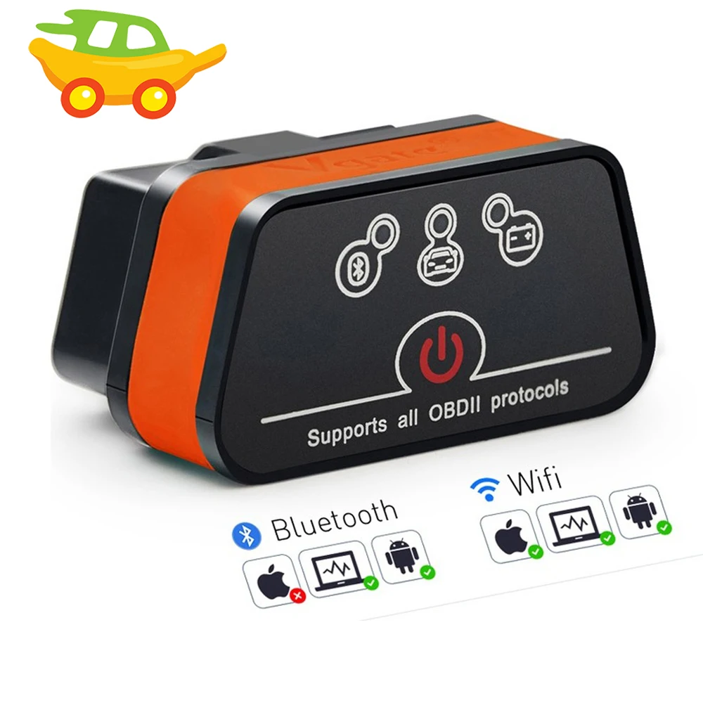 Адаптер диагностический автомобильный Vgate iCar2 ELM327 V2.1 для разъема OBD2 wifi Bluetooth