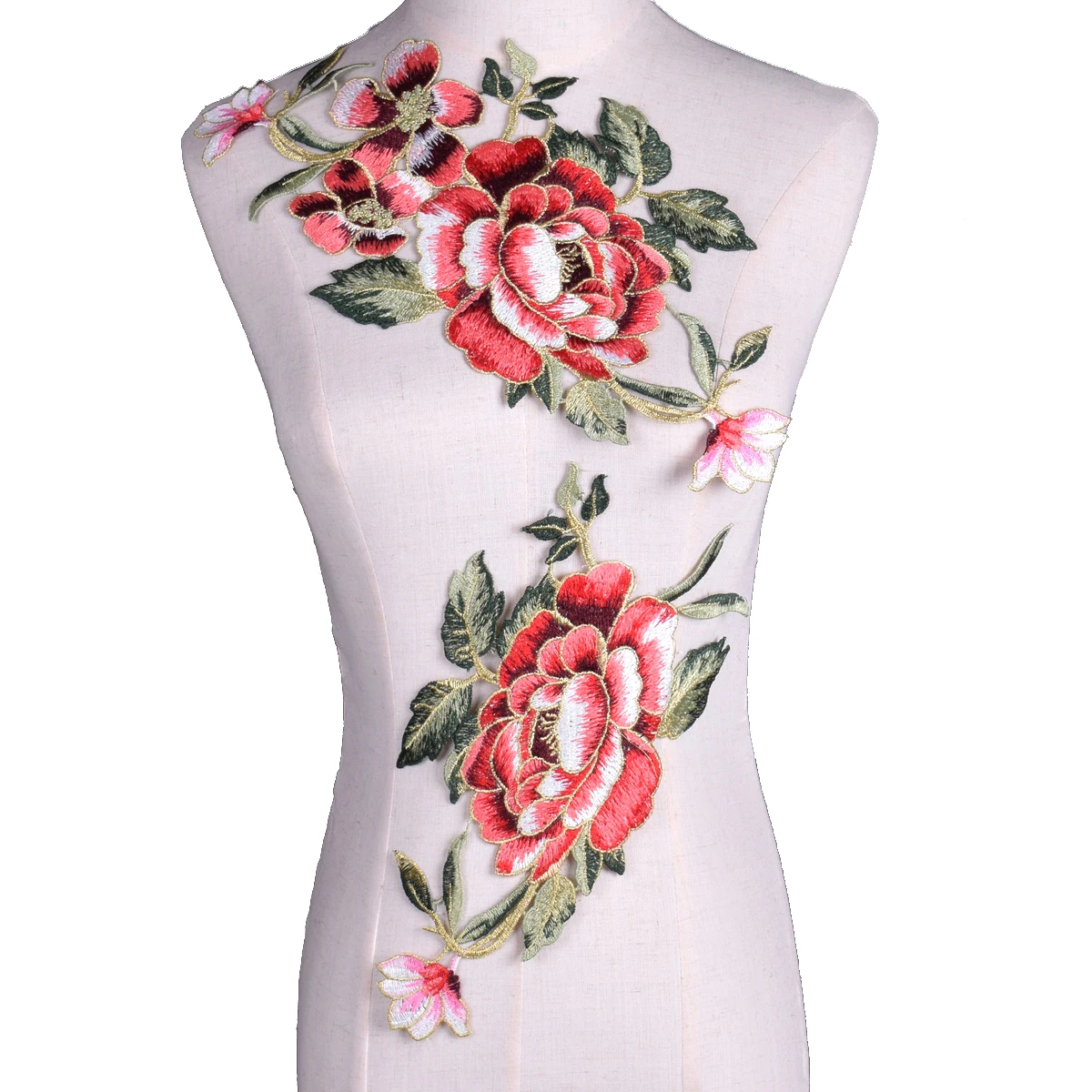 

2Pcs/Set Pink Flower Patches For T-shirt Clothing Sew On Applique Garment Accessories Diy Decoration Apparel Design Patch