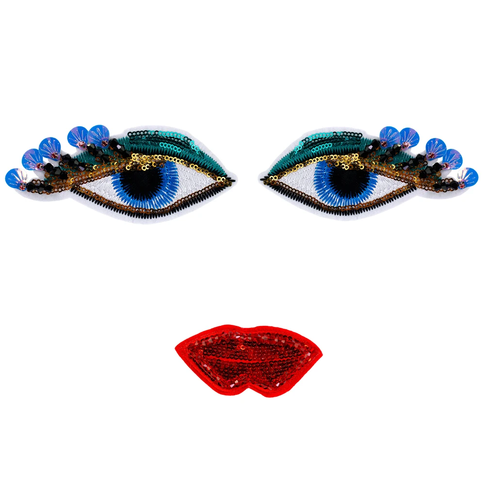 Украшенные бисером броши в форме глаза губы искусственные нашивки украшение для