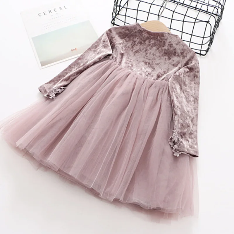 Новое рождественское Детское платье для девочек высококачественное бархатное