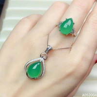 kjjeaxcmy fine jewelry 925 sterling silver inlaid natural chalcedony female ring pendant set luxury supports test
