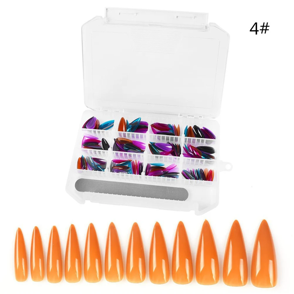 

240pcs False Nails Set Easy Apply Colorful Fake With File Sharp End UV Gel Multifunction Maniture Home Salon Artificial Long DIY