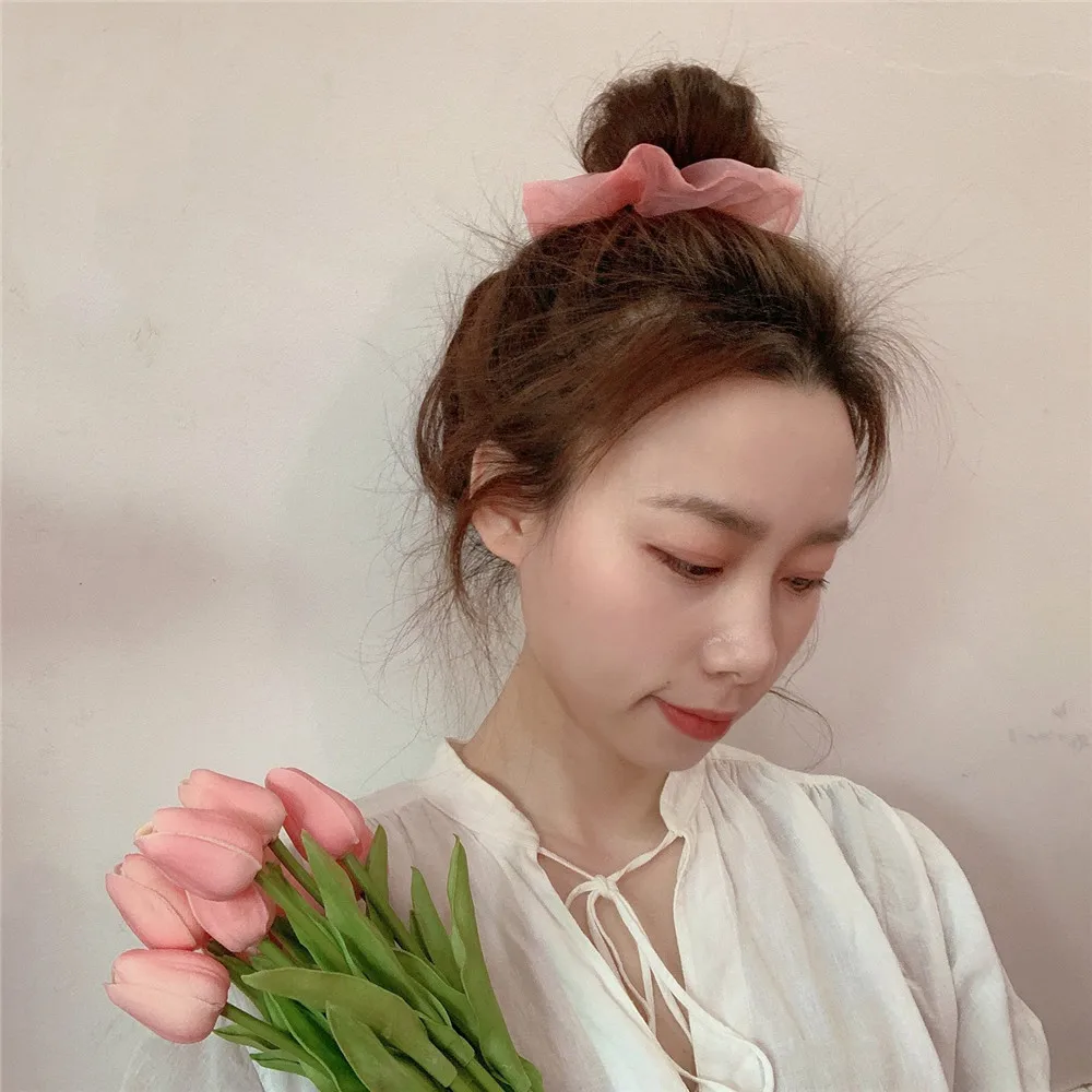 Новые модные шелковистые атласные резинки для волос из органзы женщин