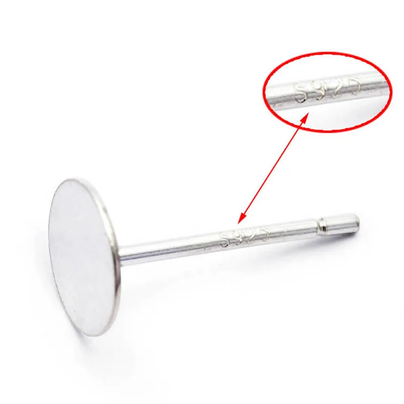 4 шт./компл. 925 пробы Серебряные Пустые спины кабошон круглое основание серьги