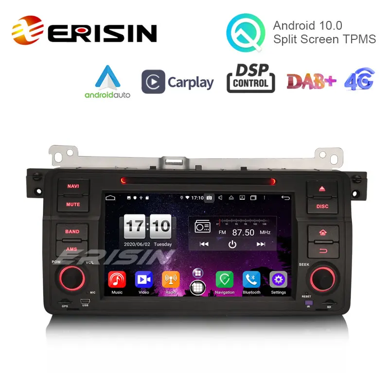 Erisin ES8746B 7 &quotAndroid 10 0 автомобильный стерео GPS DAB + CD DVD CarPlay DSP для BMW E46 318 320 325 M3 Rover75 MG