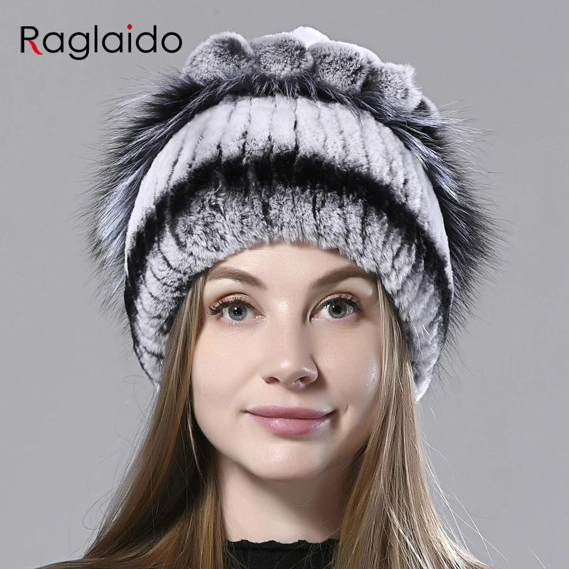 

natural fur hat rabbit fox fluffy fur floral beanie hat winter women warm earflap caps hand sewn female genuine real fur hats