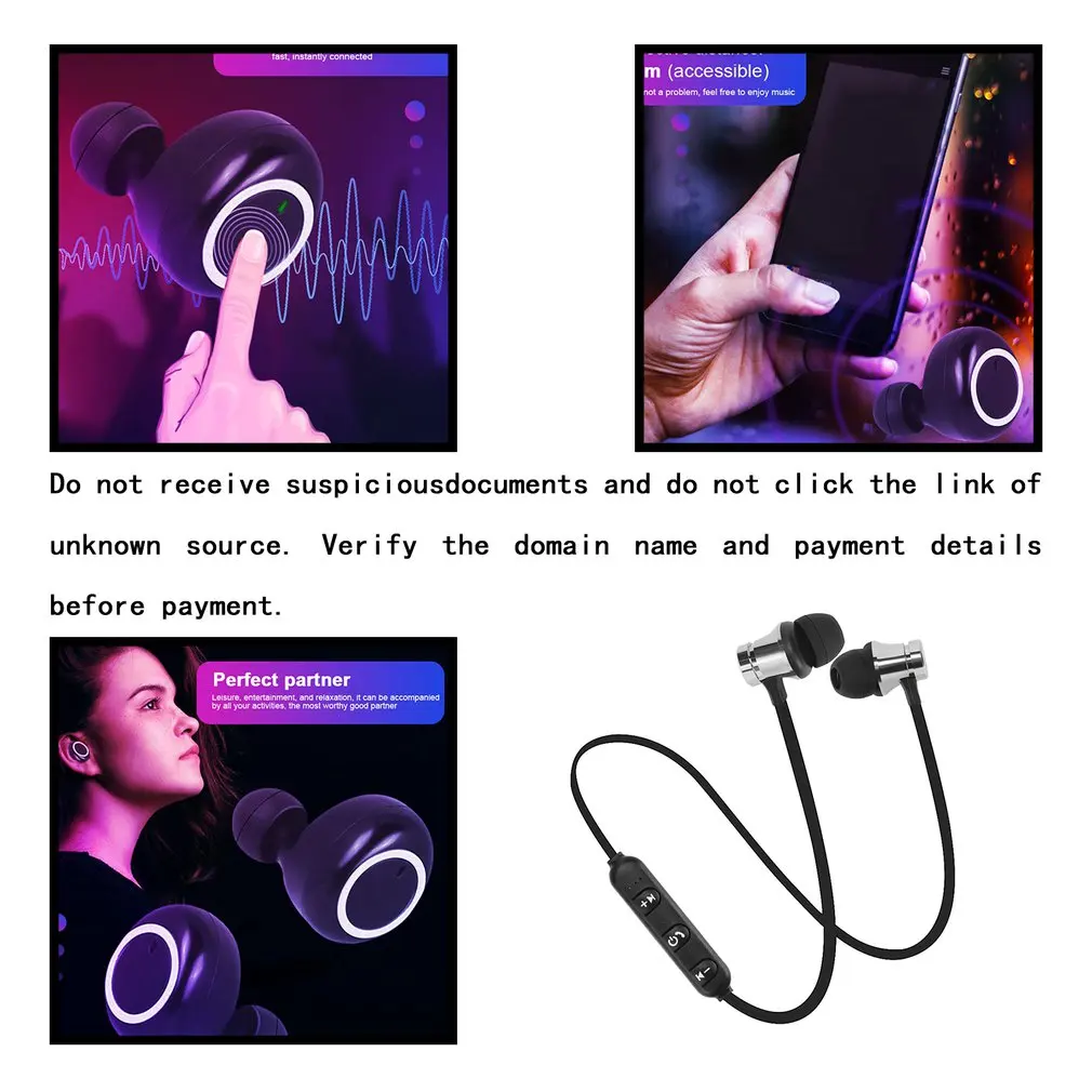 

Xt11 Magnetic Wireless Earphone Music Headset Phone Neckband Sport Earbuds Earphone With Mic For Moblie Phone