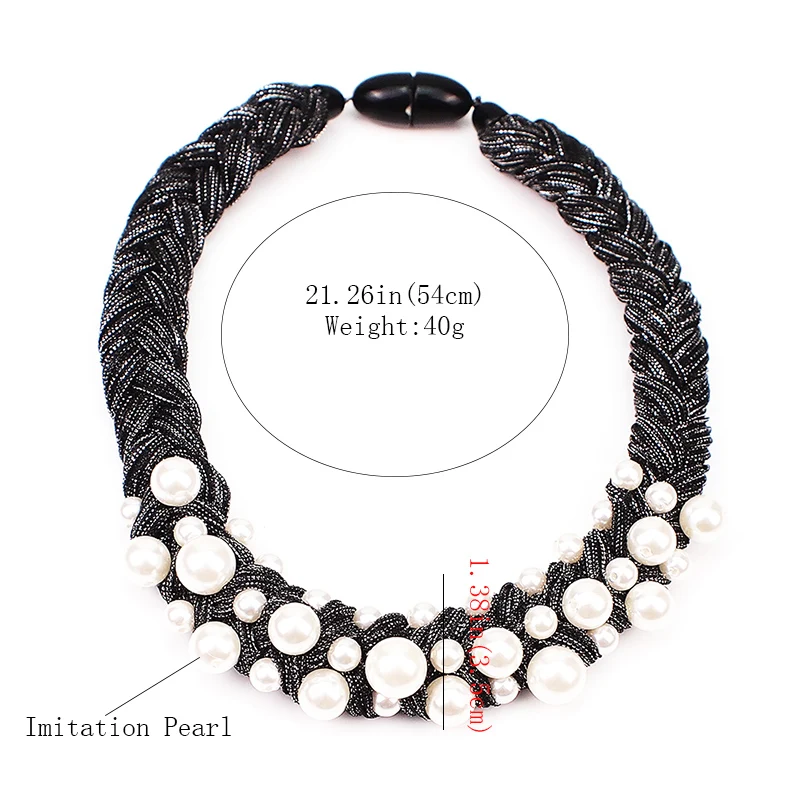 

Big Imitation Pearl Chokers Necklaces For Women Boho Handmade Thick Rope Statement Necklaces Jewelry Gift