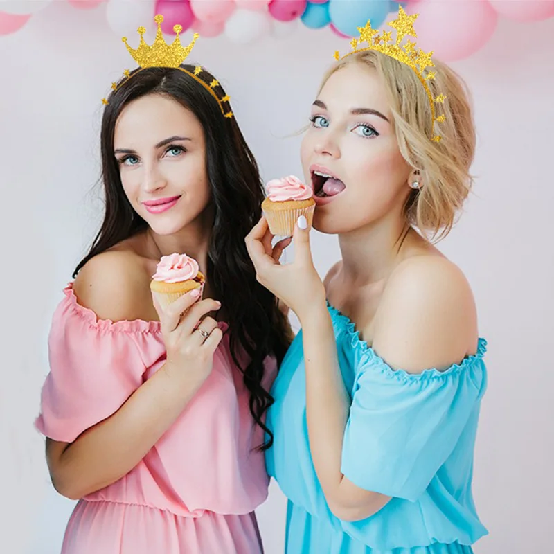 6 шт./упак. Золотая и розовая головная повязка с блестящей короной шляпа со