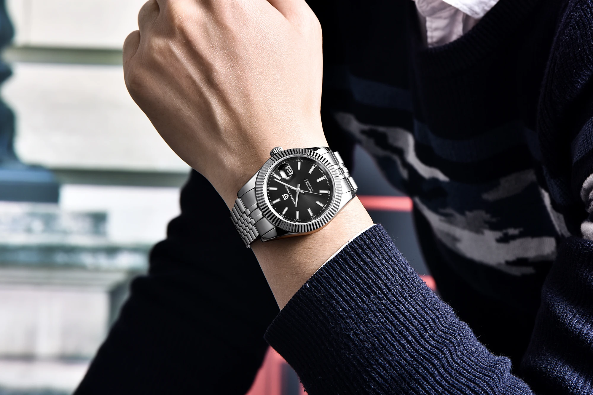 PAGANI механические часы мужские наручные автоматические Ретро часы мужские водонепроницаемые черные полностью стальные часы Montre Homme newWatch