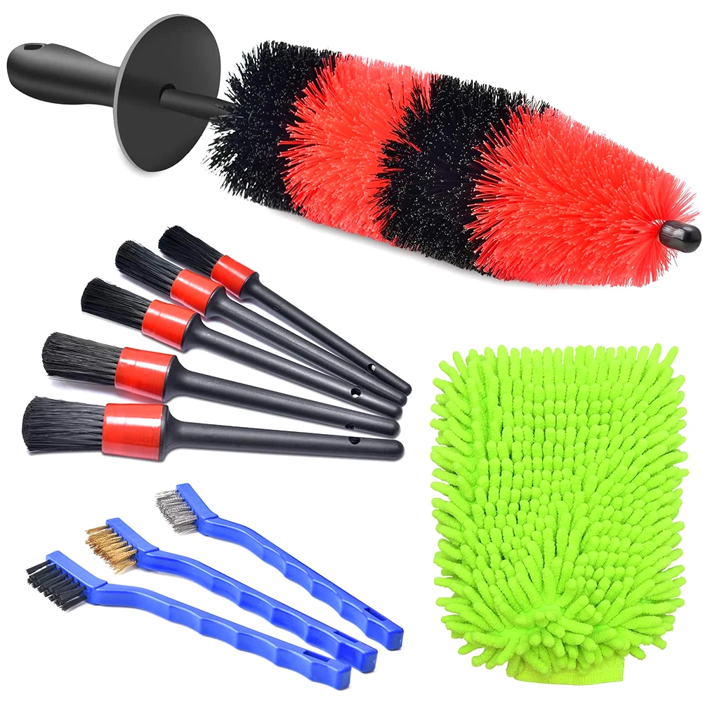 

10pcs/set Multifunctional Soft Bristle Interior Detail Brush Dashboard Automotive Motorcycle Cleaning Tool Wheels Car Wash Trim