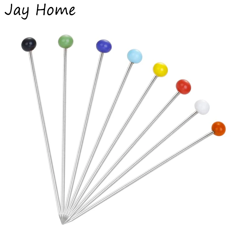 100 шт. швейные булавки 38 мм Разноцветные Стекло шаровой головкой прямые лоскутное