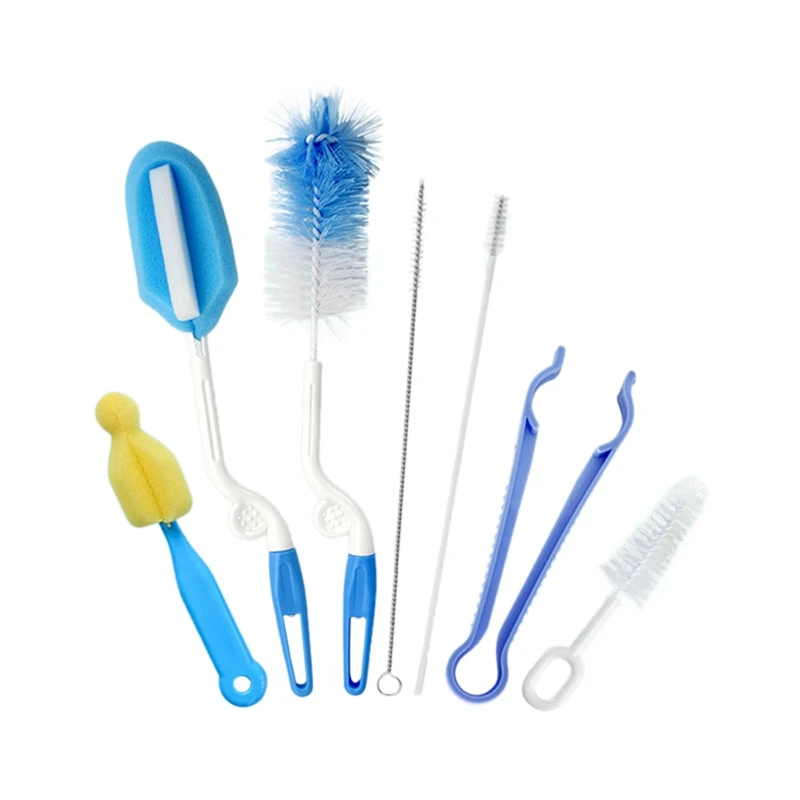 

7Pcs Baby Nipple Milk Bottle Brushes Sponge Plastic Cleaning Set 360 Degree Sponge Cleaner + Pacifier Brush Deep cleaning