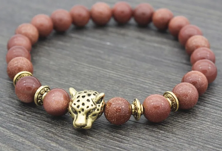 8 мм uthg3 Серебряный Золотой медный лев браслет эластичный желтый тигровый глаз