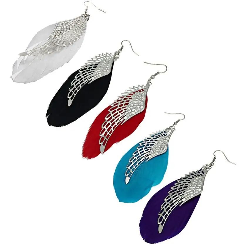 Эффектные металлические серьги с крыльями ангела богемные изысканные украшения