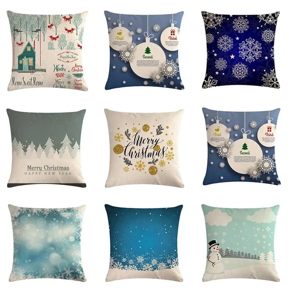 

Winter Snowflake Pillowcase Letter Merry Christmas Sweet Home Decor Cushions Cover Decorative 45x45cm Throw Pillow Cover