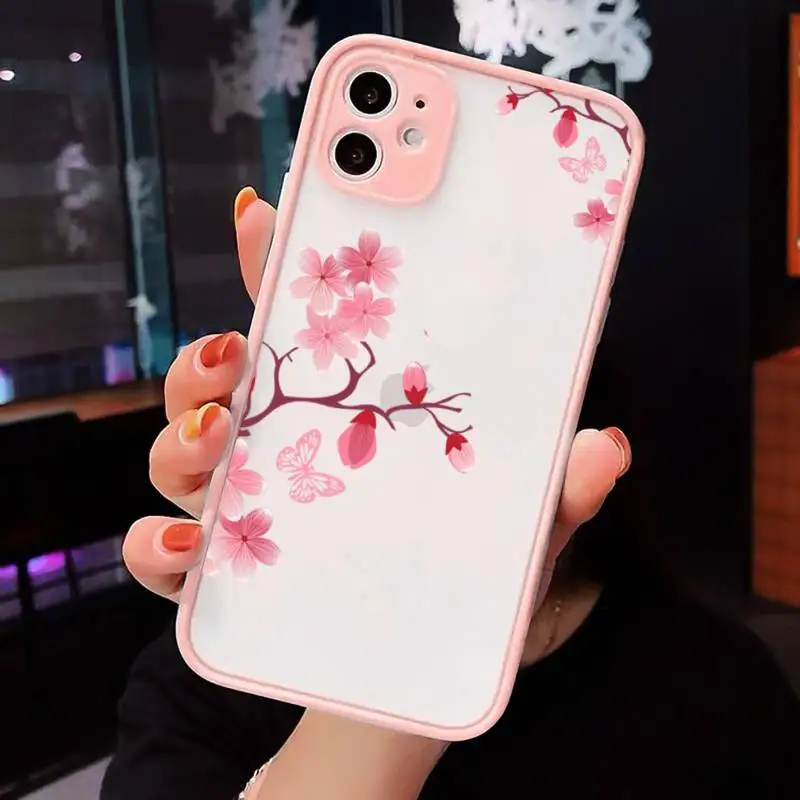 

Cute Bumper Girl petals Phone Cases matte transparent For iphone 7 8 11 12 plus mini x xs xr pro max luxury brand cover