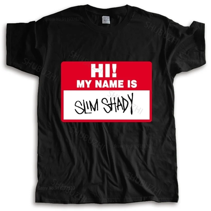 

cotton tshirt men summer tees Eminem Hi My Name Is Slim Shady Name Tag T Shirt Vintage Hip Hop Revival tee-shirt man tee