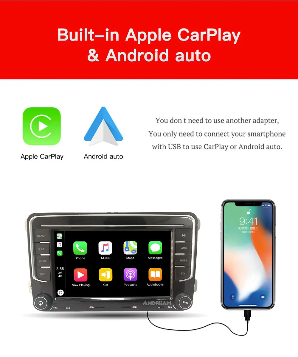 " Встроенный Автомобильный мультимедийный навигационный плеер CarPlay для VW SAGITAR/MAGOTAN/PASSAT/POLO/GOLF/BORA